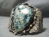 Opulent Vintage Native American Navajo #8 Turquoise Sterling Silver Flank Bracelet Old-Nativo Arts