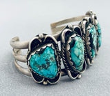 Amazing Vintage Native American Navajo Pilot Mountain Turquoise Sterling Silver Bracelet-Nativo Arts