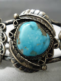 Opulent Vintage Native American Navajo Blue Diamond Turquoise Sterling Silver Bracelet Old-Nativo Arts