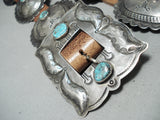 Old Heavy Vintage Native American Navajo Turquoise Sterling Silver Concho Belt Old-Nativo Arts