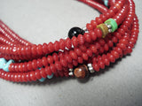 Native American One Of The Best Ever Singer Coral Sterling Silver Necklace-Nativo Arts