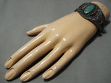 Early 1900's Vintage Native American Navajo Cerrillos Turquoise Sterling Silver Bracelet-Nativo Arts