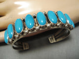 Important Vintage Native American Navajo Guild Sky Blue Turquoise Sterling Silver Bracelet Old-Nativo Arts