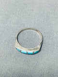 Amazing Vintage Native American Navajo Turquoise Inlay Sterling Silver Ring Old-Nativo Arts