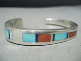 Jimmie King Jr Important Vintage Native American Navajo Turquoise Sterling Silver Bracelet-Nativo Arts