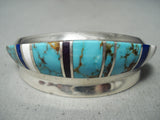 One Of The Most Unique Vintage Native American Navajo #8 Turquoise Sterling Silver Bracelet-Nativo Arts