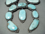 456 Grams Big Vintage Native American Navajo Turquoise Sterling Silver Squash Blossom Necklace-Nativo Arts