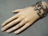 Intricate Toad Early Vintage Native American Navajo Sterling Silver Bracelet-Nativo Arts