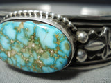 Important High Grade Native American Navajo Turquoise Albert Jake Sterling Silver Bracelet-Nativo Arts
