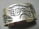 Detailed Vintage Navajo Flying Eagle Sterling Silver Native American Bracelet-Nativo Arts