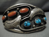 Bisbee Turquoise Vintage Native American Navajo Sterling Silver Diagonal Bracelet Old-Nativo Arts