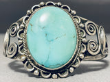 Superb Vintage Native American Navajo Green Turquoise Sterling Silver Bracelet-Nativo Arts
