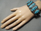 Museum Vintage Native American Navajo Graduating Turquoise Sterling Silver Bracelet Old-Nativo Arts