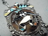 One Of The Best Vintage Native American Zuni Turquoise Kachina Dancer Sterling Silver Necklace-Nativo Arts