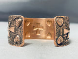 Dynamic Native American Navajo Signed Ron Willie Copper Bracelet-Nativo Arts