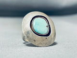 Amazing Vintage Native American Navajo #8 Turquoise Mine Sterling Silver Shadowbox Ring-Nativo Arts