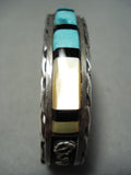 Important Vintage Native American Zuni Turquoise Sterling Silver Inlay Bracelet-Nativo Arts