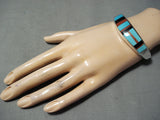 Important Vintage Native American Navajo Larry Castillo Turquoise Sterling Silver Bracelet-Nativo Arts