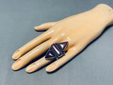 Striking Native American Navajo Purple Spiny Oyster Sterling Silver Ring Signed-Nativo Arts