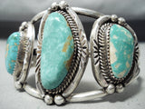 Signed Vintage Native American Navajo Authentic Turquoise Sterling Silver Bracelet-Nativo Arts