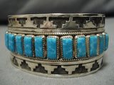 Magnificent Vintage Native American Navajo Turquoise Sterling Silver Bracelet Old-Nativo Arts