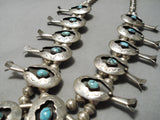 Authentic Vintage Native American Navajo Turquoise Sterling Silver Squash Blossom Necklace-Nativo Arts