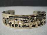 Detailed!! Real Gold Vintage Navajo Sterling Silver Native American Bracelet-Nativo Arts