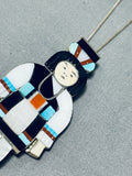 Impressive Vintage Native American Zuni Turquoise Sterling Silver Necklace With Pin/ Pendant-Nativo Arts
