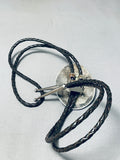 Fabulous Vintage Native American Navajo Black Onyx Sterling Silver Bolo-Nativo Arts