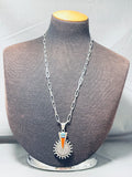 Important Vintage Native American Navajo Richard Begay Spur Sterling Silver Inlay Necklace-Nativo Arts