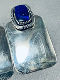 Important Kee Vintage Native American Navajo Lapis Sterling Silver Earrings-Nativo Arts
