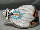 Intricate!! Zuni Native American Hand Carved Turquoise Sterling Silver Bracelet-Nativo Arts