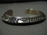 Striking Vintage Native American Navajo Raised Sterling Silver Randy Secatero Bracelet Old-Nativo Arts