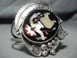 Ceremonial Kachina Vintage Native American Zuni Turquoise Sterling Silver Inlay Bracelet-Nativo Arts