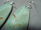Native American Stunning Santo Domingo Royston Turquoise Large Slab Sterling Silver Earrings-Nativo Arts