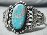 Earlier Vintage Native American Navajo #8 Turquoise Sterling Silver Bracelet-Nativo Arts