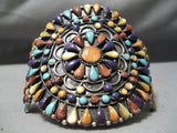 Best Vintage Native American Navajo Multi Stone Turquoise Sterling Silver Circular Bracelet-Nativo Arts