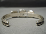 Thick Heavy Vintage Native American Navajo Gaspeite Sterling Silver Bracelet Cuff-Nativo Arts