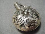 Detailed Completely Handmade Vintage Native American Navajo 3d Sterling Silver Flask Pendant-Nativo Arts