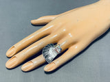 Opulent Detail Vintage Native American Zuni Chief Turquoise Sterling Silver Ring Old-Nativo Arts