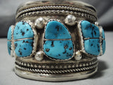 Striking Vintage Native American Navajo Turquoise Sterling Silver Bracelet Old Cuff-Nativo Arts