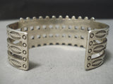 Rare Early Vintage Native American Navajo Squared Turquoise Sterling Silver Bracelet Old-Nativo Arts