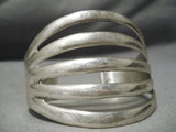 Dramatic Vintage Navajo Sterling Silver Bracelet Native American Old-Nativo Arts