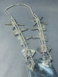 Important Vintage Native American Navajo Rug Sterling Silver Inlay Squash Blossom Necklace-Nativo Arts