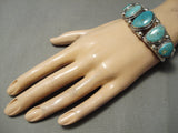 Native American Quality Graduating Turquoise Sterling Silver Bracelet Old-Nativo Arts