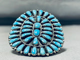 Magnificent Vintage Native American Navajo Turquoise Sterling Silver Ring Signed-Nativo Arts
