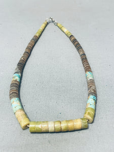 Native American Sensational Vintage Santo Domingo Serpentine Turquoise Sterling Silver Necklace-Nativo Arts