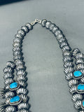 366 Gram Gasp! Native American Navajo Turquoise Sterling Silver Squash Blossom Necklace-Nativo Arts