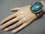 Rare Sterling Slag Vintage Native American Navajo Morenci Turquoise Silver Bracelet Old-Nativo Arts