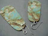 Native American One Of The Biggest Santo Domingo #8 Turquoise Sterling Silver Earrings-Nativo Arts